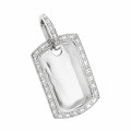 Solid Gold Diamond Dog Tag Pendant 10K Gold 0.65ct