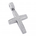 Large Sterling Silver Diamond Cross Pendant For Men 1.75ct