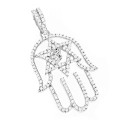 Sterling Silver Diamond Hamsa Pendant 0.57ct