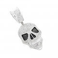 White and Black Diamond Iced Out Skull Pendant in 10K Gold 0.83ct