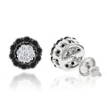 Unique White Black Diamond Earrings 0.6ct 14K Gold Studs