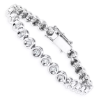 10K Gold Bezel Set Round Diamond Tennis Bracelet 1.65ct by Luxurman