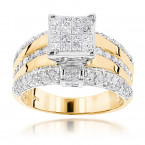 14K Gold Designer Diamond Engagement Ring 1.88ct