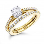 14K Gold Handmade Diamond Engagement Ring Set 1.19ct