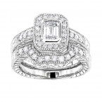 14K Gold Diamond Unique Engagement Ring Set 1.03ct