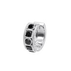 14k Gold Single Men's Diamond Earring Unique Small Black Diamond Hoop 1.5ct