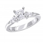 Platinum Princess cut and Pear Diamond Engagement Ring 0.87ct