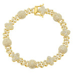 Real 10K or 14K Gold Cuban Chain Link Diamond Bracelet for Men | Clover Sphere Design | 4ct