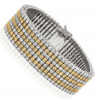 7 Row White and Yellow Diamond Bracelet for Men 1.5ct Sterling Silver