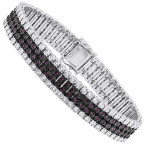 4 Row Diamond Ruby Tennis Bracelet for Men | 0.7ct | Sterling Silver