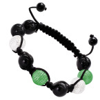 Disco Ball Sterling Silver Bracelet for Men and Women White Green Diamonds