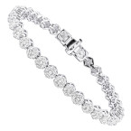 Sterling Silver Flower Cluster Diamond Bracelet Mens & Womens 7ct Lab Diamonds