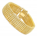Hip Hip Real 10K Gold 8-Row Tennis Diamond Bracelet for Men 10 Carats