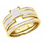 14K Gold Princess Diamond Engagement Ring Set 1.60ct
