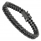 Luxurman Black Diamond 2 Row Men's Diamond Tennis Bracelet Solid 10k Gold 7ctw