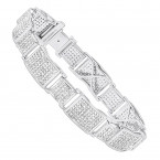 Men's 10K Gold Pave Diamond Bracelet 4.60ct