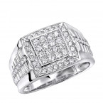 Men's 10k Gold Square Shape 1 Carat Diamond Pinky Ring For Men