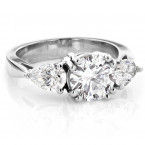 Platinum Three Stone Round and Pear Diamond Engagement Ring 3ct G/VS GIA