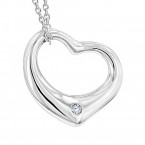 Sterling Silver Open Heart Diamond Necklace with Chain Luxurman Love Quotes