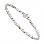 Unique 14K Gold Yellow White Blue Diamond Tennis Bracelet for Women 1.5ct