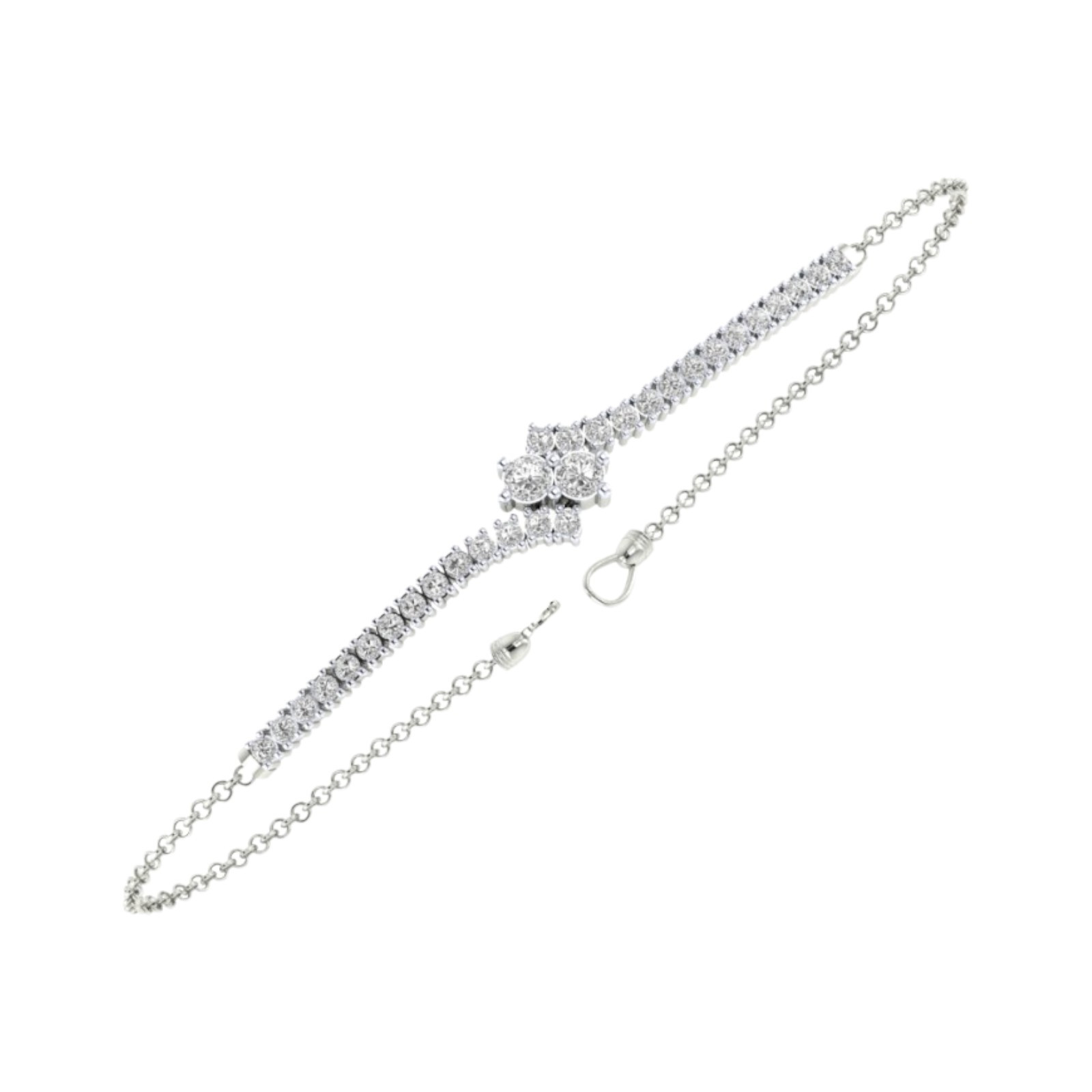 Item Code: HD0827, Warranty: 12 months, Metal: 14K Gold, Width: 1/4in (7mm), Length: 7in (178mm), Link Type: Cable, Chain/Bracelet Type: Chain Link, Tennis, Carat Weight: 0.55 ct, Type of Gemstone: Diamond, Shape: Round, Color: H, Clarity: SI, Stone Setting Type: Prong.