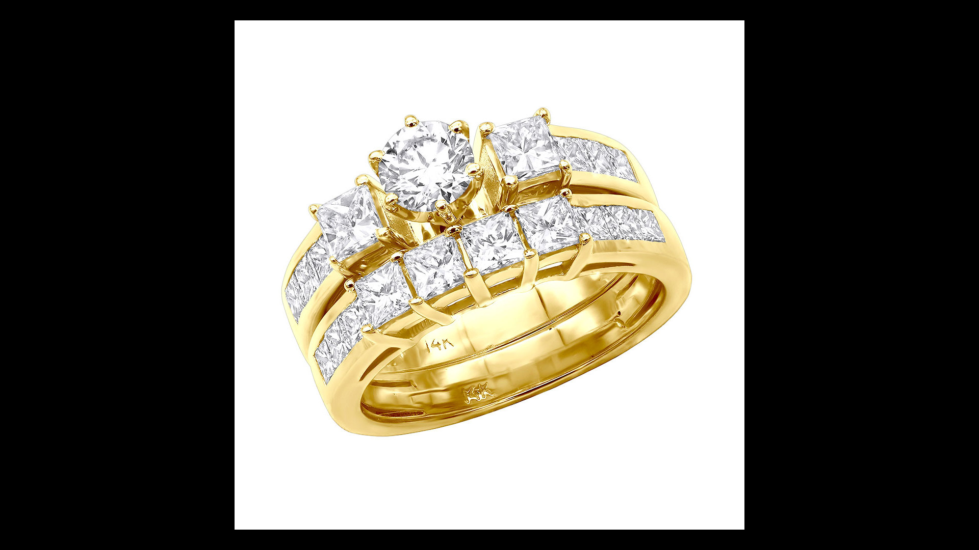 14K Yellow Gold Diamond Designer Engagement Ring Set 2.78ct Band 3.80mm Eng. 3.75mm 011196