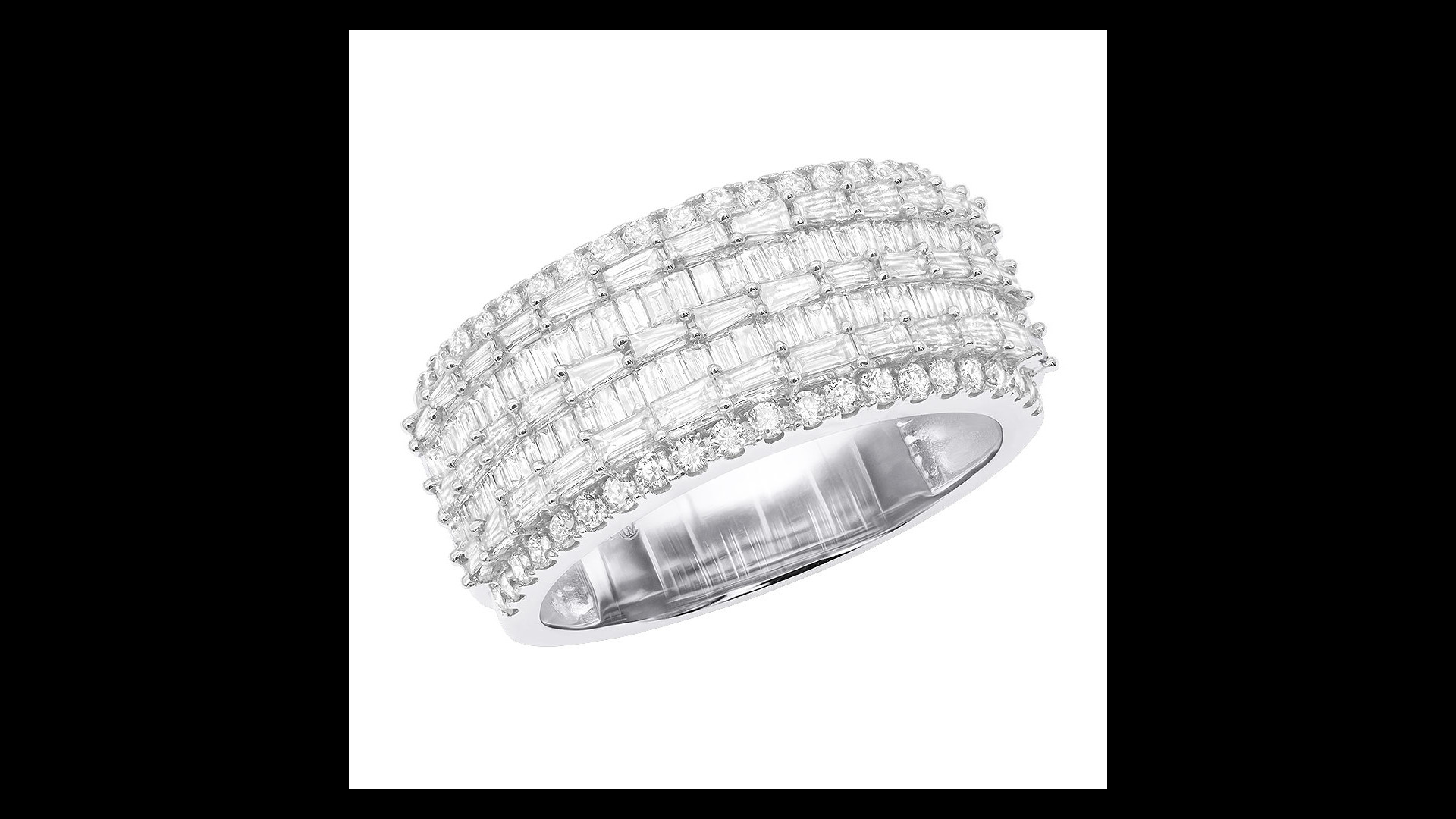 14K White Gold Ladies Unique Wedding Band 3ct Round