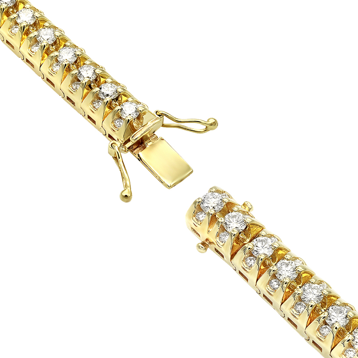 15 Carat Unique Diamond Tennis Bracelet for Men in 14k Gold By Luxurman