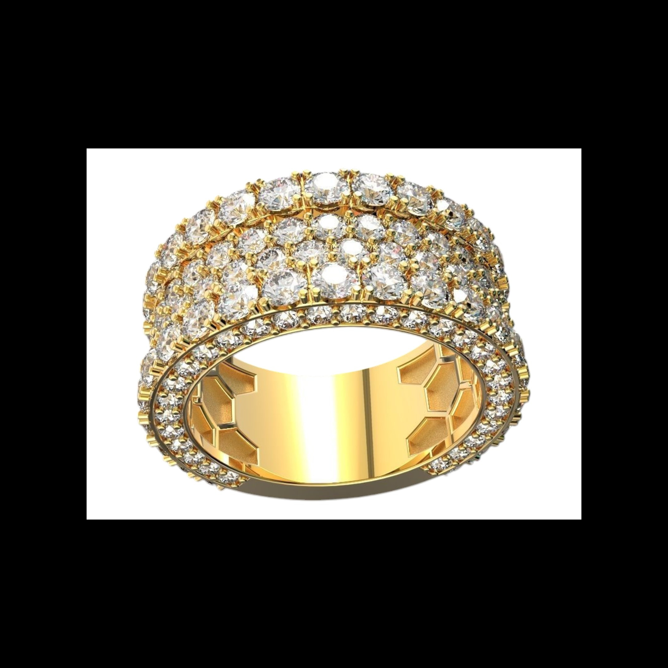 14K Gold Diamond Wedding Ring for Men and Women 10mm Wide Band
