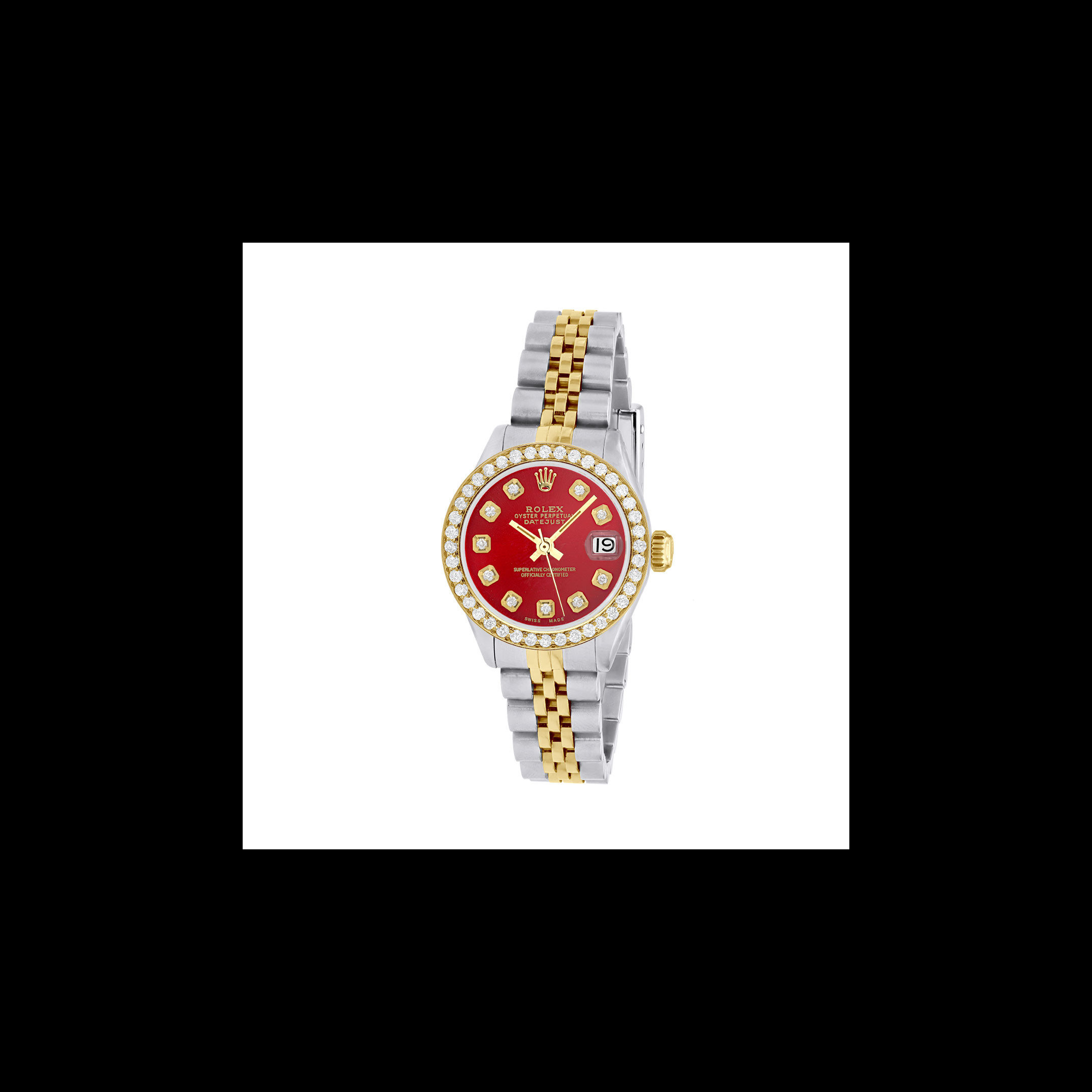 Rolex Lady-Datejust 69173 26MM Red Diamond Dial With Two Tone