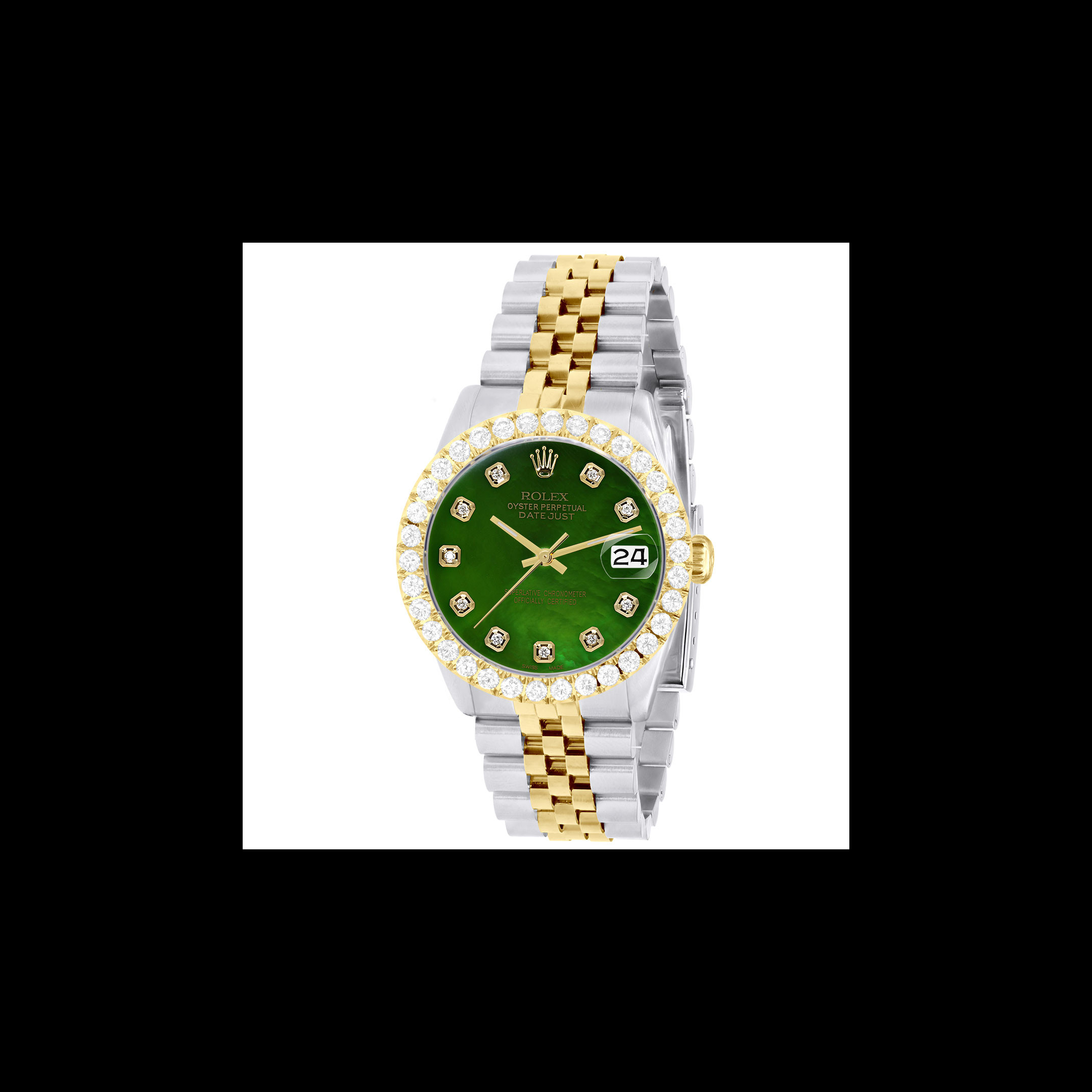 Ladies Rolex Oyster Perpetual Datejust Malachite Diamond Dial Bezel Emerald Rolex Datejust Ref. 16078 Malachite Dial main image 4