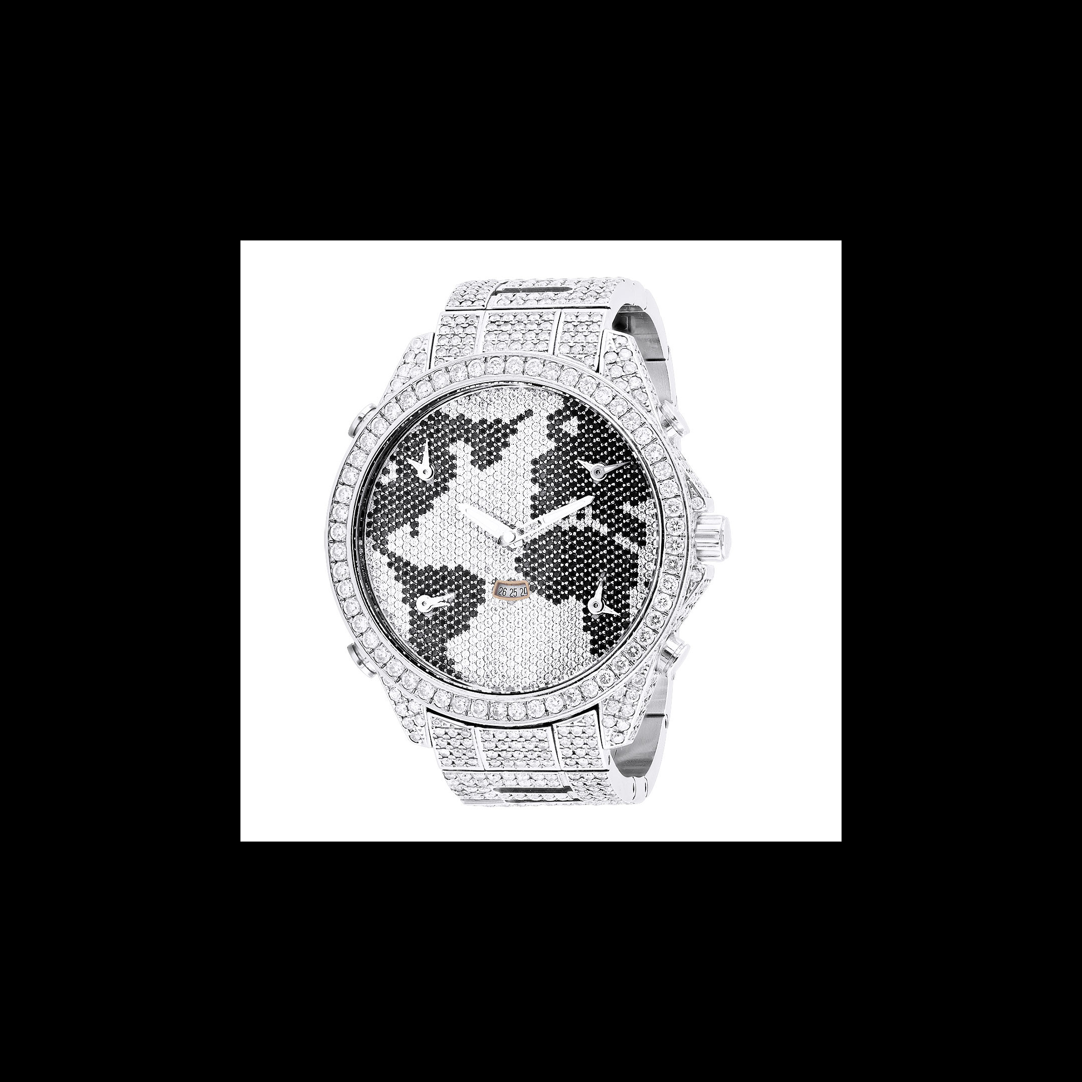 Iced Out Jacob & Co Men's Diamond Watch 50mm Five Time Zone White