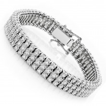 Solid 10K Gold 3-Row Prong Diamond Bracelet For Men 1.85ct Solid 10K Gold 3-Row Prong Diamond Bracelet For Men 1.85ct