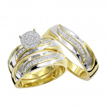 10K Gold Affordable Diamond Engagement Ring Wedding Band Trio Set 0.2ct 10K Gold Affordable Diamond Engagement Ring Wedding Band Trio Set 0.2ct