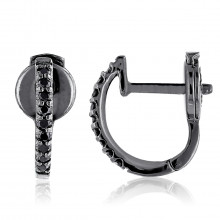 Small 14K Gold Black Diamond Hoop Earrings 0.2ct Huggies Small 14K Gold Black Diamond Hoop Earrings 0.2ct Huggies