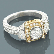 Unique 18K Gold Half Moon and Round Diamond Engagement Ring 1.5ct Unique 18K Gold Half Moon and Round Diamond Engagement Ring 1.5ct