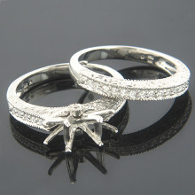 Thin Bridal Ring Sets 18K Diamond Engagement Ring Set 0.28ct Thin Bridal Ring Sets 18K Diamond Engagement Ring Set 0.28ct