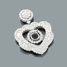 Designer Diamond Heart Pendant Semi Mount 3.26ct 18K Gold Designer Diamond Heart Pendant Semi Mount 3.26ct 18K Gold