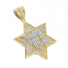 Real Diamond Star of David Pendant Chai 1.11ct Solid 14K Gold