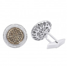 Round Champagne and White Diamond Men's Cufflinks 14K Gold Round Champagne and White Diamond Men's Cufflinks 14K Gold