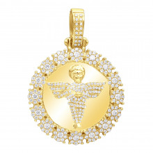 Real 10K Gold Angel Diamond Medallion Pendant For Men 2.15 CT Real 10K Gold Angel Diamond Medallion Pendant For Men 2.15 CT