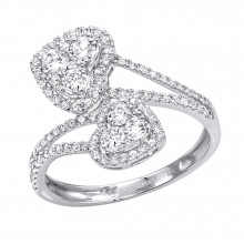 Unique Two Hearts Diamond Ring For Women 0.8CT 14K Gold by Luxurman Unique Two Hearts Diamond Ring For Women 0.8CT 14K Gold by Luxurman