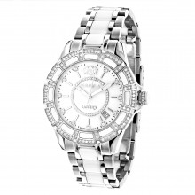 Ladies Diamond Watches: Luxurman White Ceramic Watch 1.25ct MOP Galaxy Ladies Diamond Watches: Luxurman White Ceramic Watch 1.25ct MOP Galaxy
