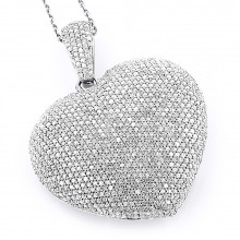 Large 14K Fully Paved Diamond Heart Pendant 5.35ct Large 14K Fully Paved Diamond Heart Pendant 5.35ct