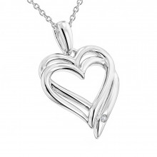 Luxurman Love Quotes Necklace Sterling Silver Double Hearts Diamond Pendant Luxurman Love Quotes Necklace Sterling Silver Double Hearts Diamond Pendant