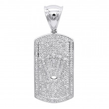 Solid 10K Gold Diamond Dog Tag Pendant With Crown 1ct Solid 10K Gold Diamond Dog Tag Pendant With Crown 1ct
