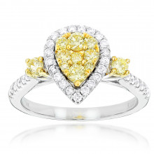 Unique 14K Gold One Carat Yellow White Diamond Ring for Women by Luxurman Unique 14K Gold One Carat Yellow White Diamond Ring for Women by Luxurman