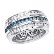 White Blue Diamond Eternity Ring 2.84ct 14K Gold White Blue Diamond Eternity Ring 2.84ct 14K Gold