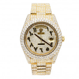 18k Gold Iced Out Rolex Day Date Arabic 