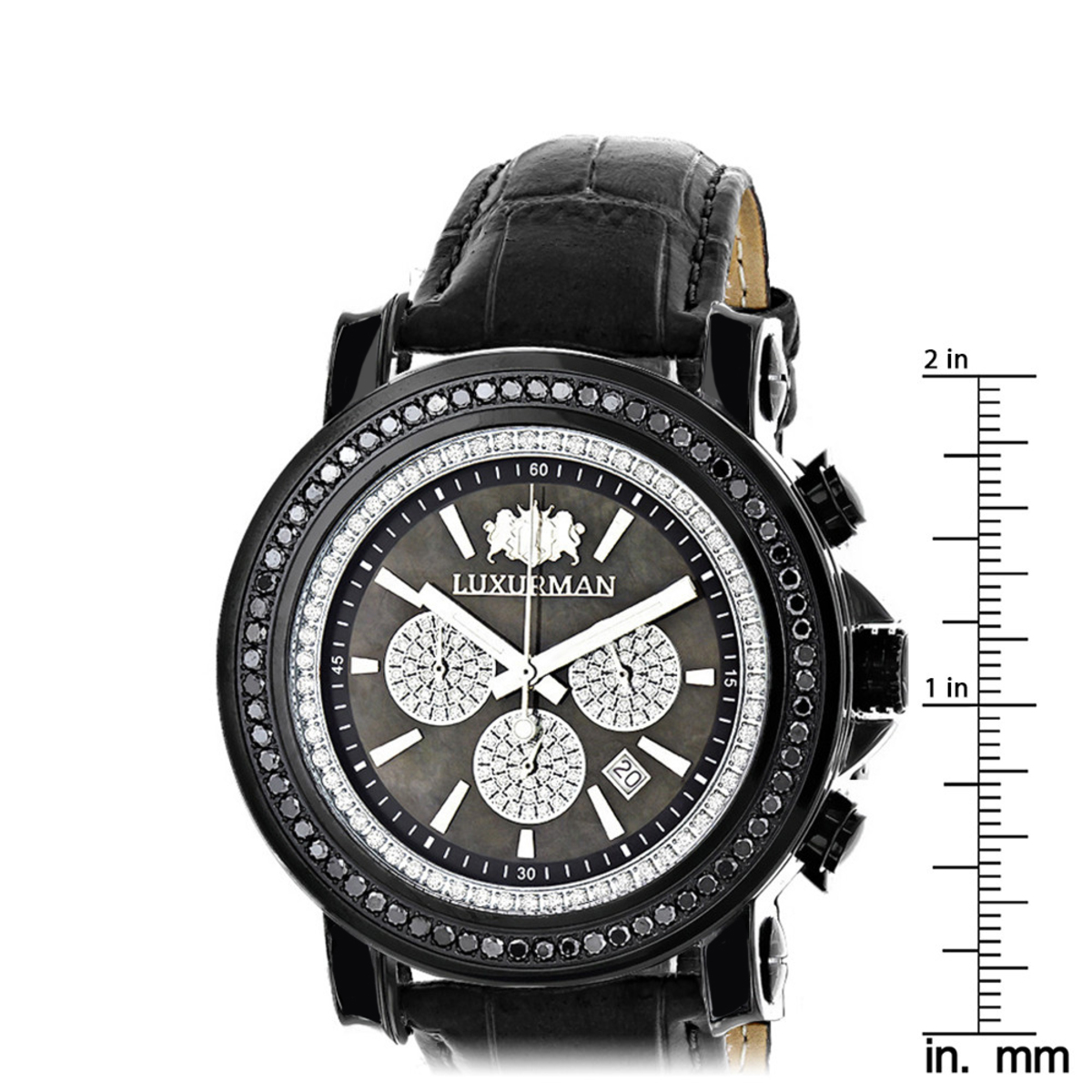 Black Diamond 2.81 Tcw. Unisex Luxury Watch Luxurman Black Diamond Watch 2.25ct Mens 965812 main image 3
